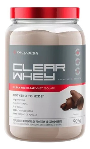 Whey Protein Isolado Clear Whey 900g Cellgenix Sabor Chocolate