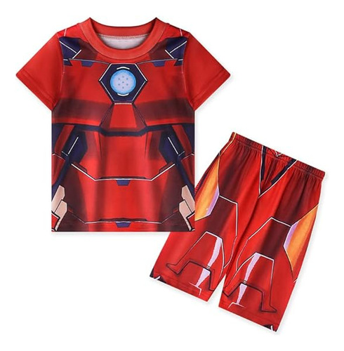 Boys Hero Sets Kung Fu Taichi Panda Iron Men Tee Shorts Set