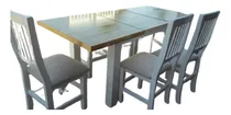 Comprar Mesa Extensible 1,30 A 1,80 + 6 Sillas Laqueadas Y Tapizadas