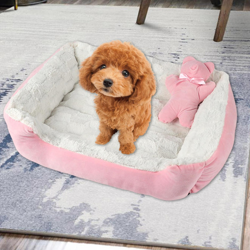 Cw Felpa Mascota Perro Gato Cama Cachorro Cojín Casa Rosa