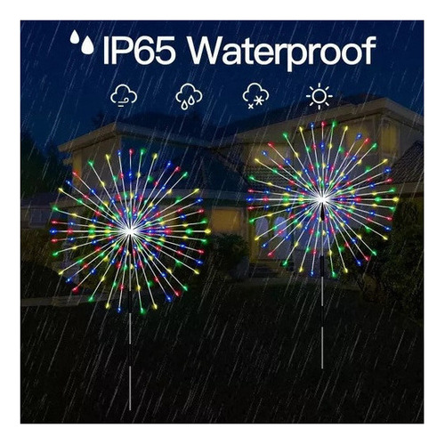 Luces De Fuegos Artificiales Solares Led Navideñas Para Exte