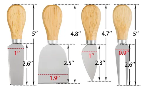 Juego De Cuchillos Para Quesos Set En Acero Mango De Madera
