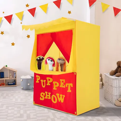 Bayer Chic 2000 Tienda Y Teatro De Marionetas 2 En 1 – Estantes, Pizarra Y Cortina De Dos Colores Para Juego Imaginativo