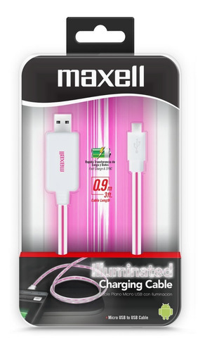 Cables Iluminados 90cm Microusb Colores - Maxell Color Blanco