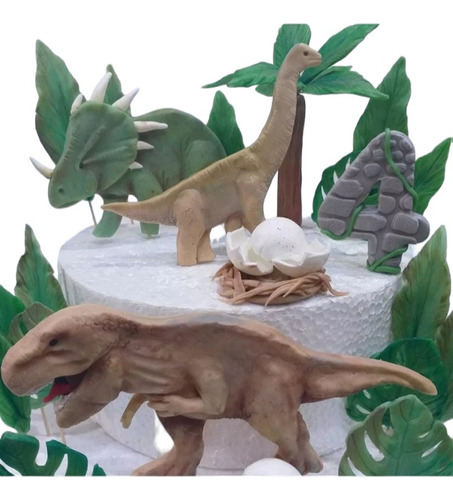 Adorno Para Torta Dinosaurio Planos Porcelana Fría 