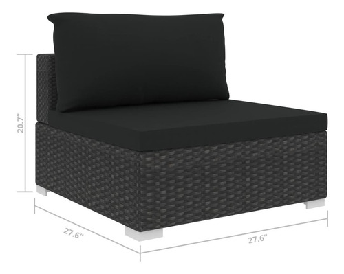 Asiento Intermedio Seccional Con Cojines De Ratán Negro Color Negro 2
