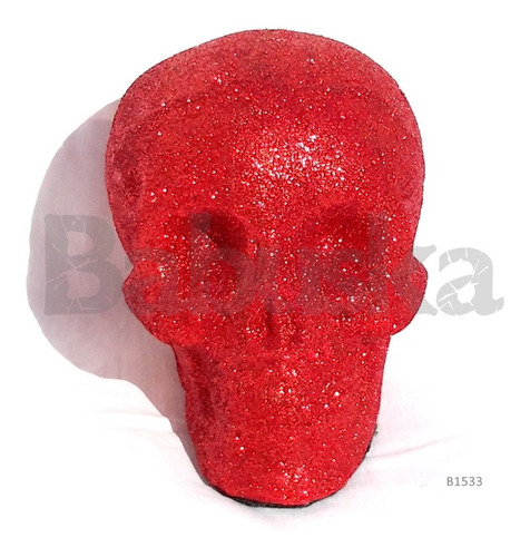 Calavera Con Glitter (no Se Sale) Única - Calacas 10cm Rojo