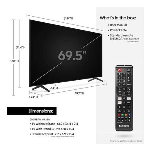 Smart Tv Samsung Un70tu700dbxza Pantalla 70'' 4k Crystal Uhd (Reacondicionado)