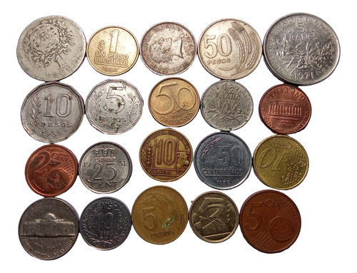 20 Moedas Antigas Estrangeiras Sem Repetir (Usado)