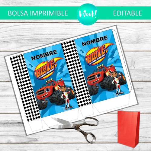 Bolsa Imprimible Editable Blaze Y Los Monster Machines