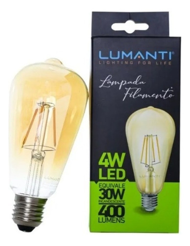 Lampada Vintage Pera St64 Led Filamento 4w 2400k