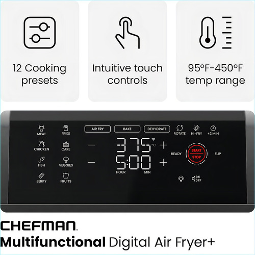 Chefman Freidora De Aire Horno Asador Y Deshidratador 6 En 1 Negro