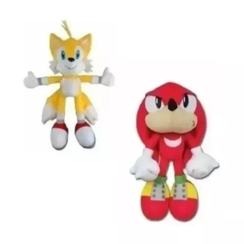 3 Bonecos Pelúcia Sonic Tails Knucles 35cm Antialérgico