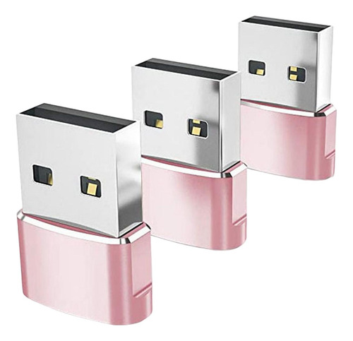 4 Convertidor Rápido De Enchufe Adaptador Tipo.1 A Usb Rosa