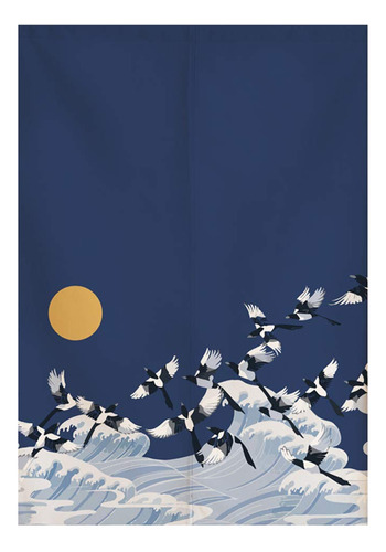 Rloncomix Cortina Japonesa Noren Para Puerta, Tapiz Hokusai. Color Onda Y Grúa 3