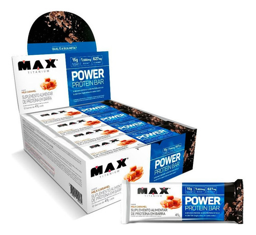 Power Protein Whey Bar Max Titanium Cx 12 Un Barra Proteína Sabor Morango Chocolate Sensação