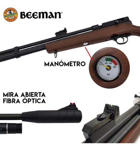 Imagen 4 de 11 de Rifle Aire Comprimido Pcp Beeman Chief 5,5 Inflador Mira Luz