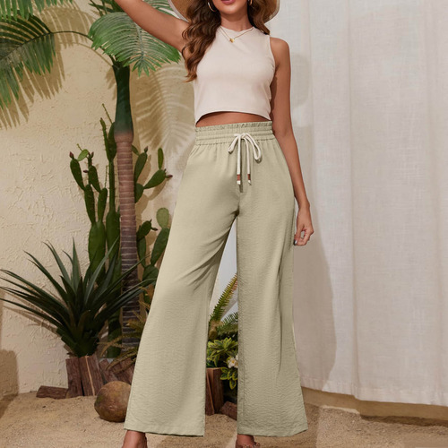 Pantalón De Cintura Alta, Elástico, Cómodo, Cinturón Ancho