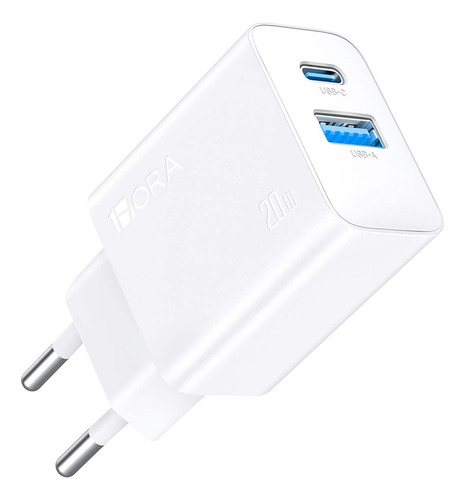 Carregador De Parede 1hora Pd 20w Porta Tipo Usb A+c Branco