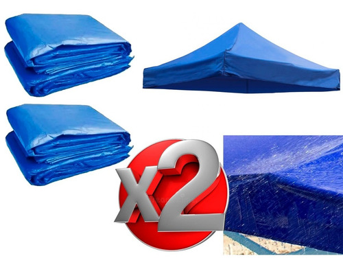 Imagen 7 de 8 de Pack 2 Lona 3x3 Repuesto Para Toldo Carpa Techo Plegable