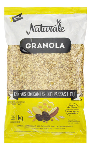 Granola Naturale Granola cereais crocantes, passas e mel em pacote 1 kg