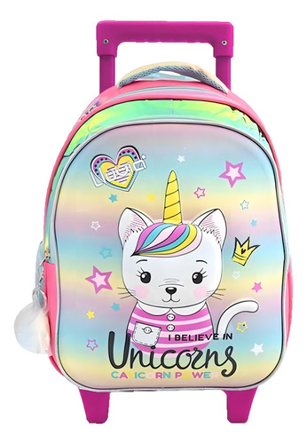 Mochila Unicornio Primaria Con Carro Vs335 Color Rosa
