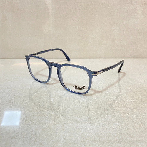 Óculos Para Grau Persol Po3337v 52mm - Quadrado Cor Azul Translúcido/ Brilho