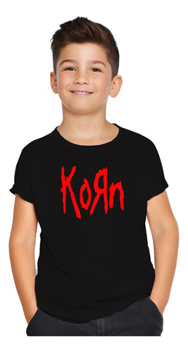 Polera Estampado Banda Rock Korn Logo Niño / Niña