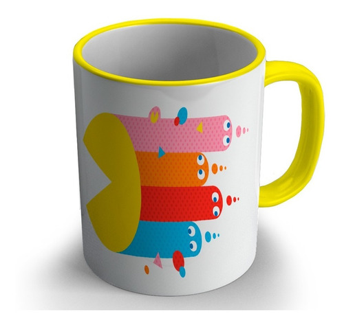 Taza Borde Color Amarilo Pacman-002b