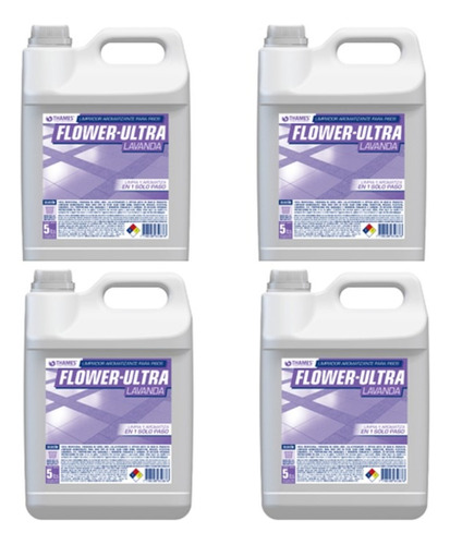 Limpiador Desodorante Flower Pino Concentrado 5 Litros X4uni