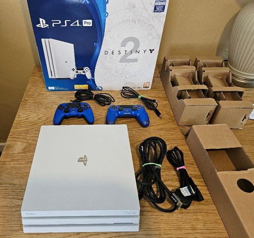 Sony Playstation 4 Pro 1tb Glacier White  Boxed  2 Controll