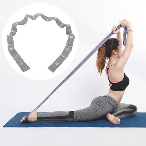 Yoga Stretch Strap Pilates Ballet Strap 11 Loops Grey