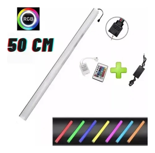 Barra De Luz Led Rgb De 50 Cm Gamer Control Fuente 12v Color Rgb