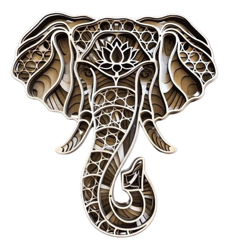 Vector Elefante Mandala Multicapas Corte Láser Mdf 10 Capas
