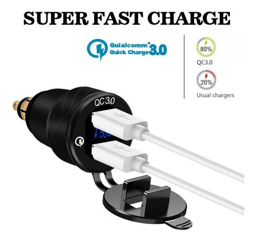 Imagen 4 de 9 de Adaptador Usb Moto Europea Bmw Ducati Trimph Hella Qc3.0