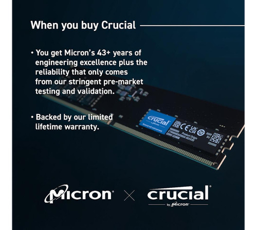Imagen 3 de 3 de Memoria Ram Udimm Ddr5 8gb 4800mhz Crucial Ct8g48c40u5 Cl40