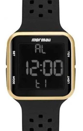 Relógio Feminino Digital Esporte Com Pulseira De Silicone Preto Dourado Mormaii Mo6600/8d Original C/ Garantia