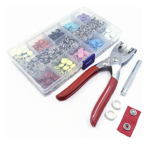 Juegos De Botones A Presión De Metal Para Coser Con Alicates Rojo