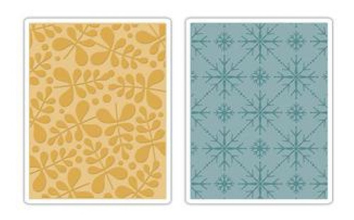 Sizzix - Placas Para Textura - Tema Folhagem E Flocos De Nev