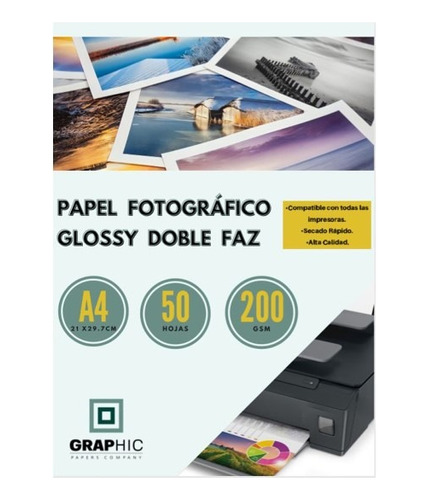 Papel Fotográfico Doble Faz 200grs Tamaño A4 100 Hojas