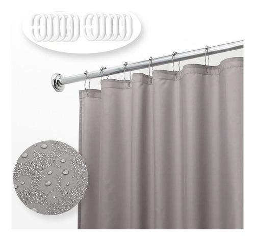 Cortina De Baño Tela Poliestér  183cm X 183cm Impermeable Lavable Dobladillo Reforzado Color Gris Liso