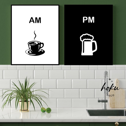 Imagen 1 de 1 de Set De 2 Cuadros Para Cocina - Am Pm - Mate - 20x25