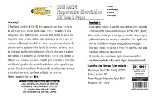 Repelente Eletrônico Bivolt Kit 3 Unidades Pernilongo/ratos