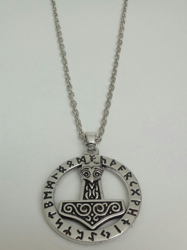 Exclusivo Collar Medieval Mjolnir Runas Thor Marvel Comics