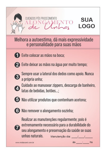 Imagem 3 de 5 de Ficha Anamnese Alongamento De Unhas+cuidados 100fls C/ Logo