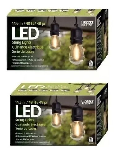 2 Cajas Tira Luces Serie Led Estilo Vintage Exterior 14.6m