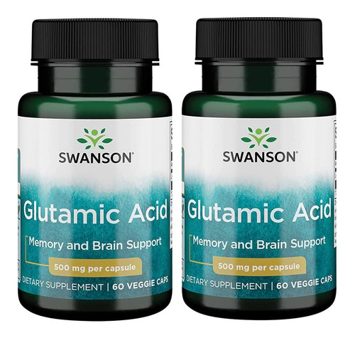 Ácido Glutamico 500 Mg Swanson 60 Capsulas Pack De 2