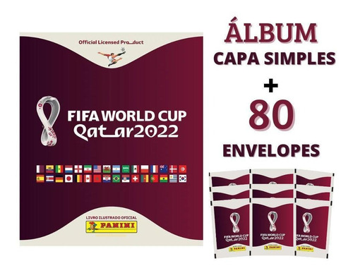 Copa Do Mundo 2022 Album + 80 Envelopes Figurinhas