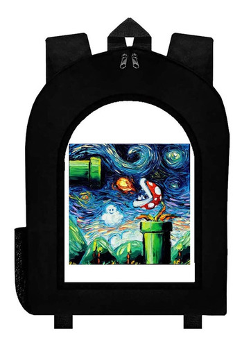 Mochila Negra Mario Bros  #br105