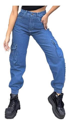 Pantalon Jogger Cargo Dama Jean Babucha Tiro Alto Mujer 